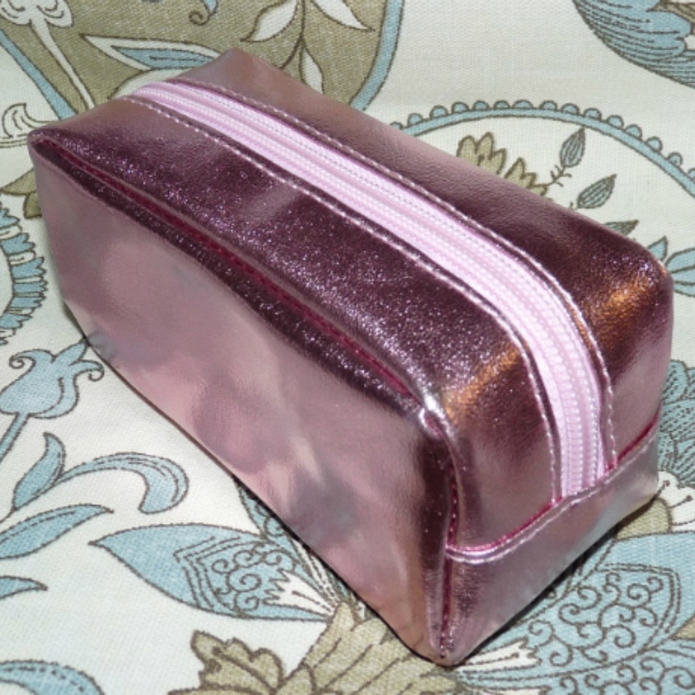 BM bareMinerals Pink Metallic Makeup Cosmetic Bag Case New